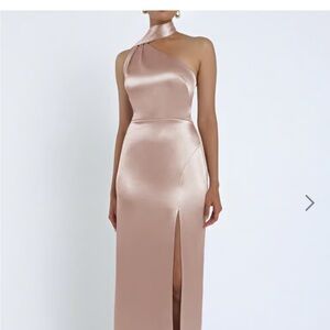 Jenny Yoo One Shoulder Satin Dress in Pink